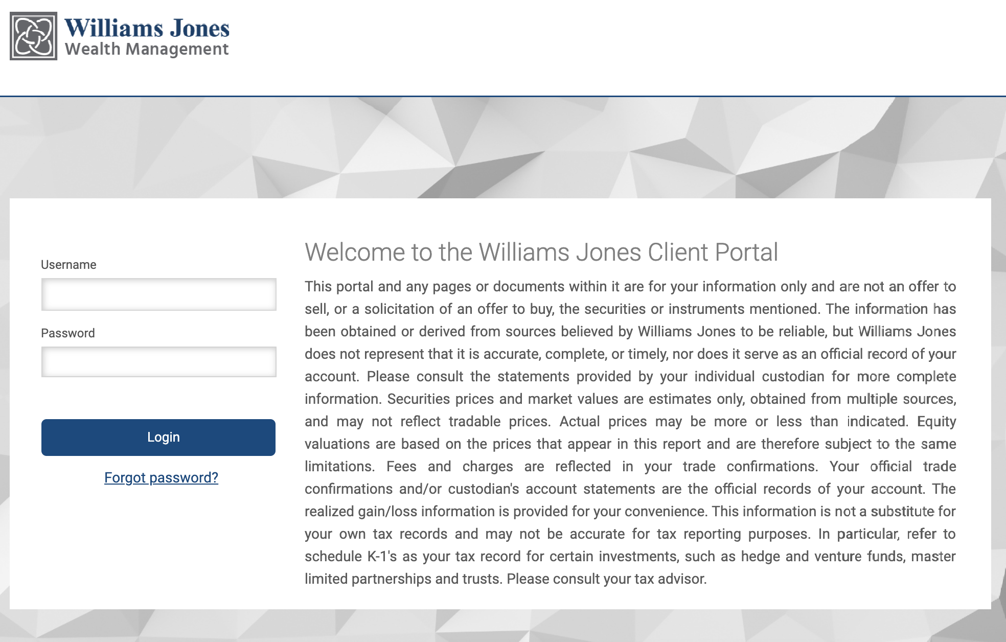 Williams Jones Client Access | Williams Jones Wealth Management